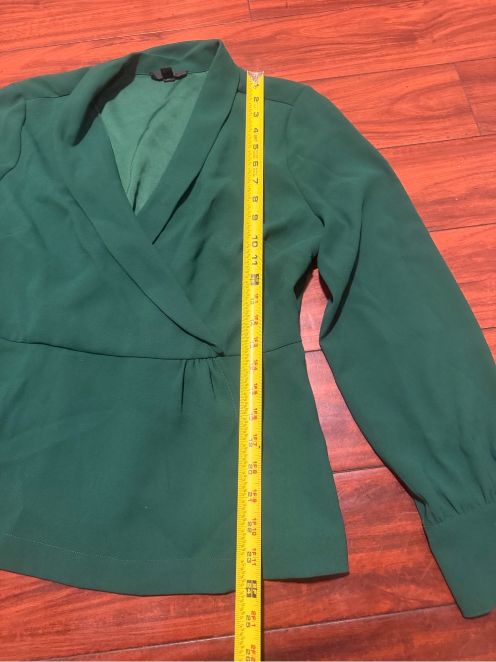 J. Crew Emerald Green Wrap Blouse - Picture 2 of 10